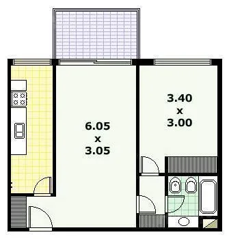 Two-room apartment in Belgrano with balcony