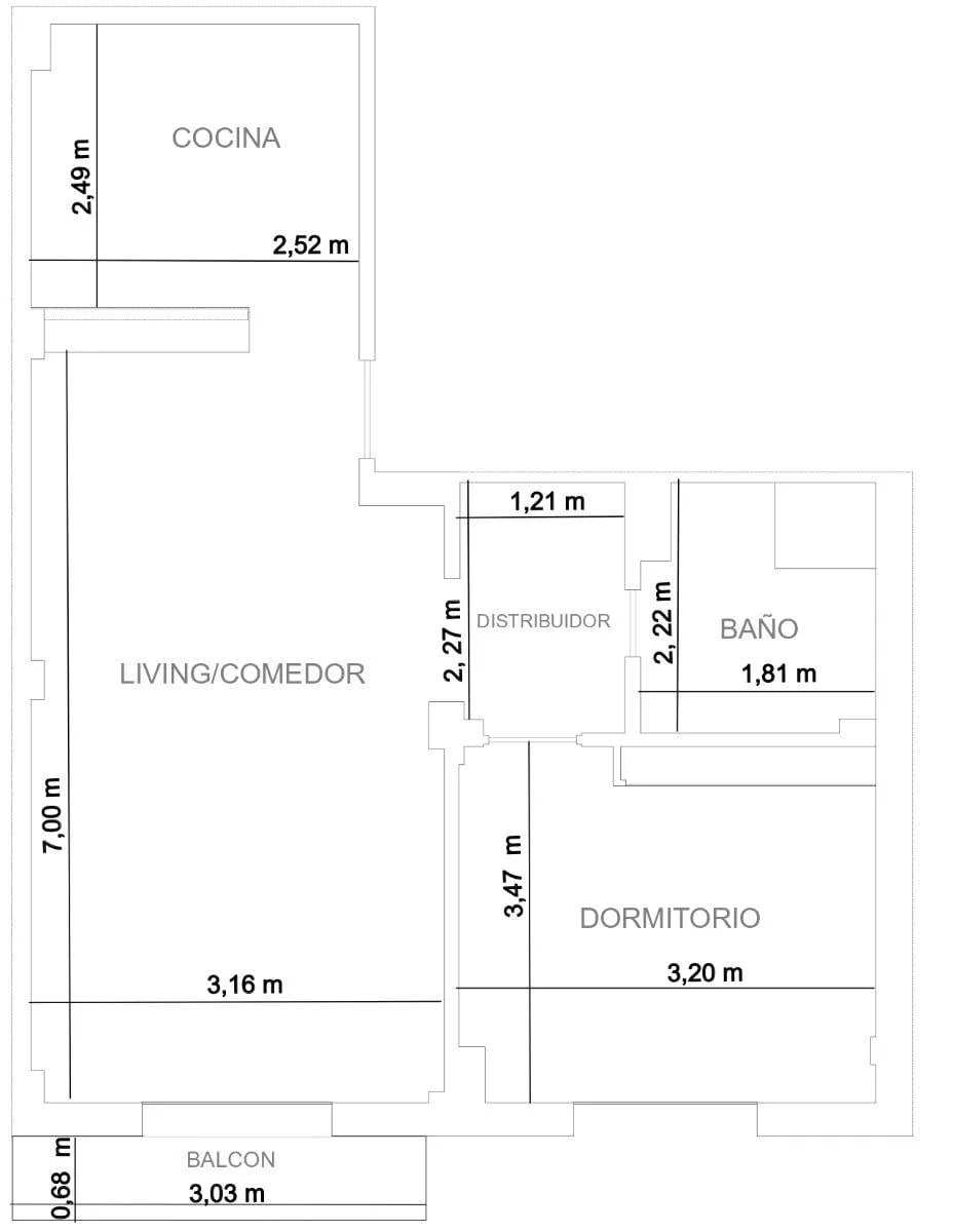 Two-room apartment in Martin Coronado