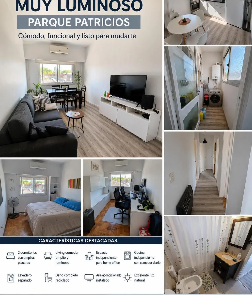 3 Ambientes Impecable | Muy Luminoso | 60 m&sup2; | 2 Dorm | Aa