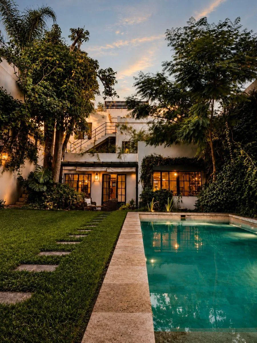 Casa com jardim e piscina