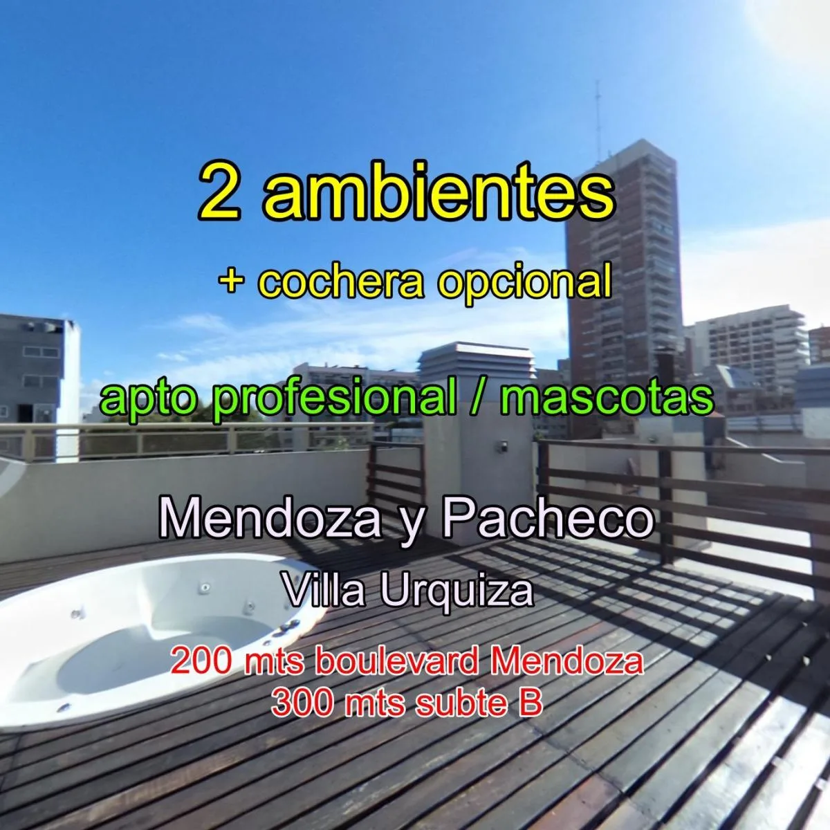 Departamento Apto Profesional 2 Ambientes en Villa Urquiza