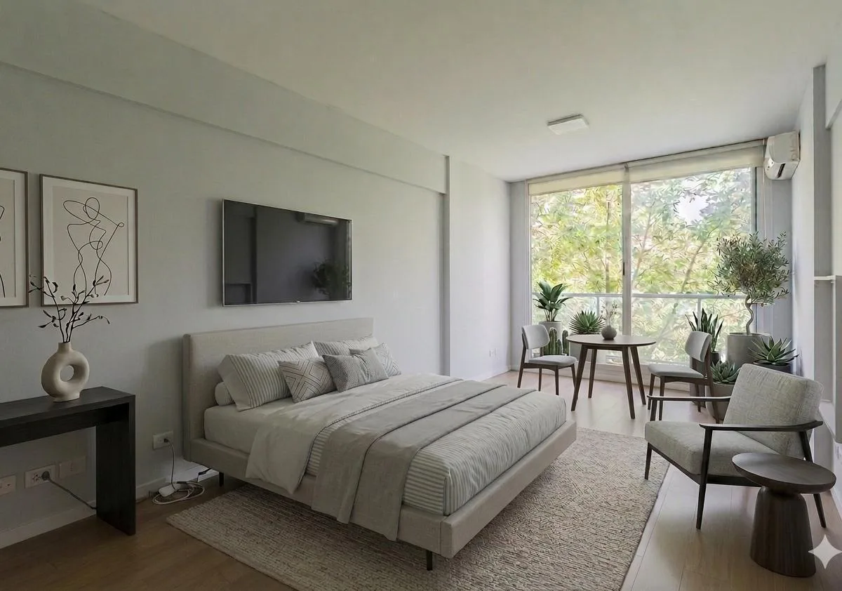 Studio with balcony and A/C