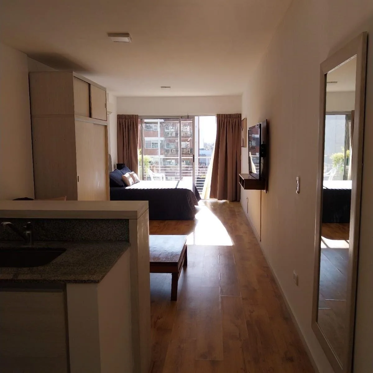 Furnished studio with terrace balcony