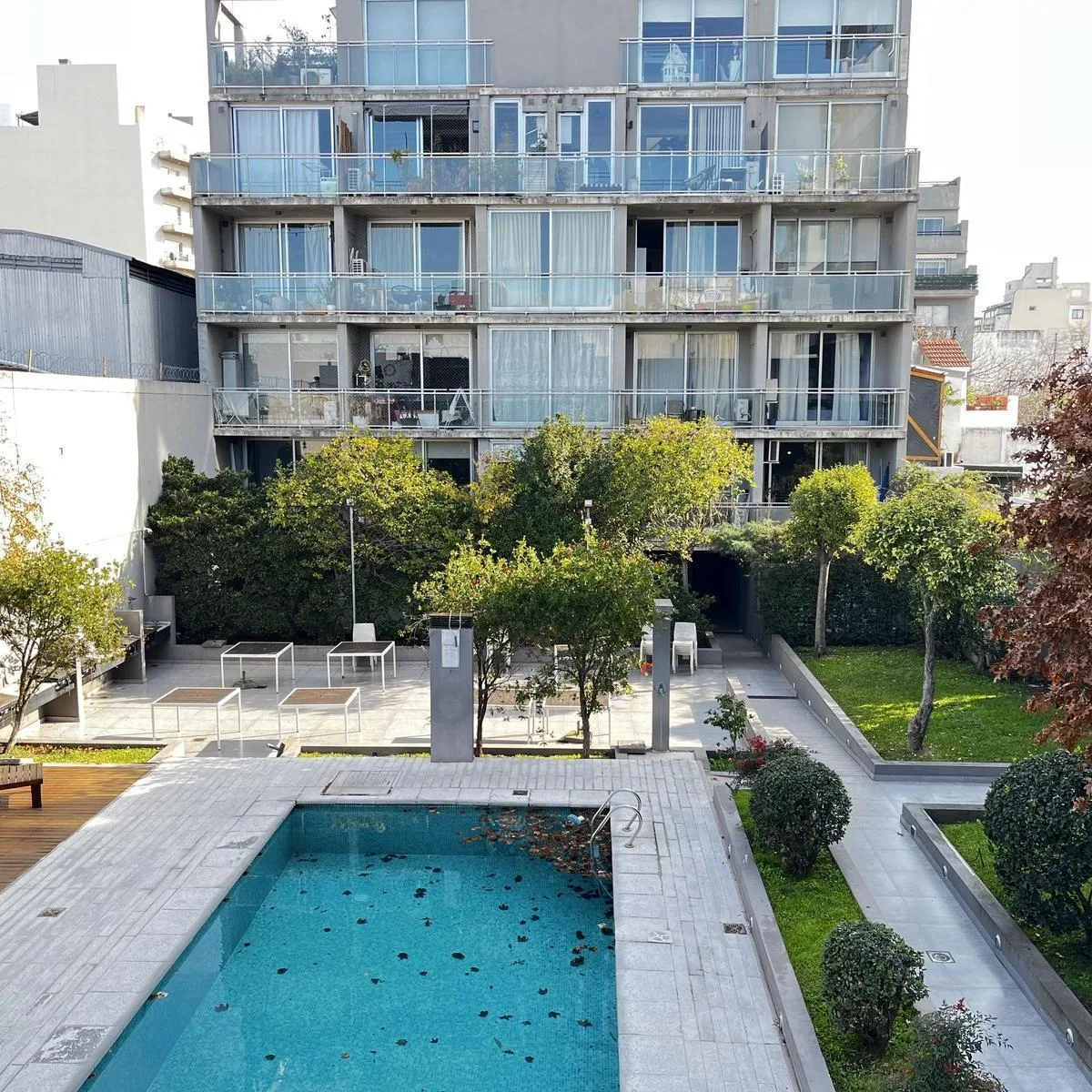 Studio with balcony and pool