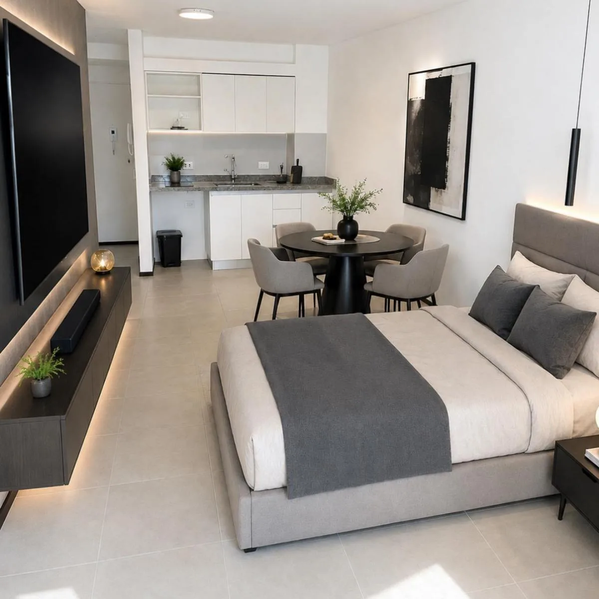 Studio com varanda e amenities