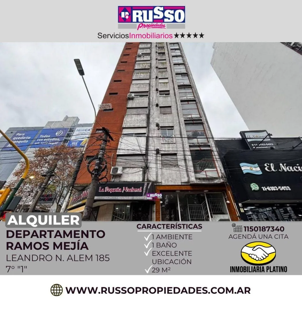 Alquiler Departamento Monoambiente en Ramos Mejia