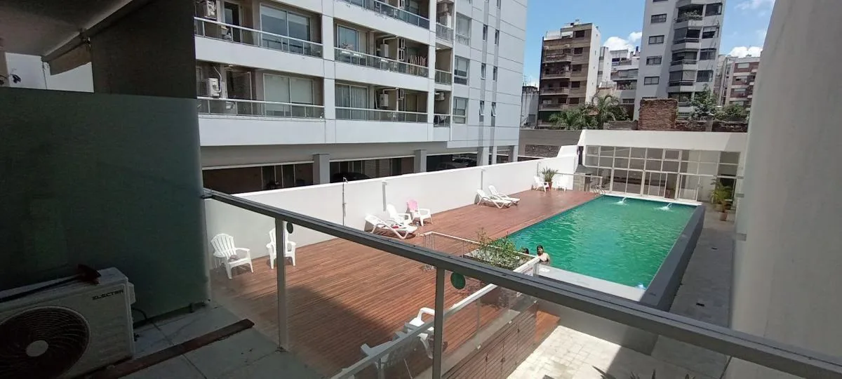 Studio with balcony and pool