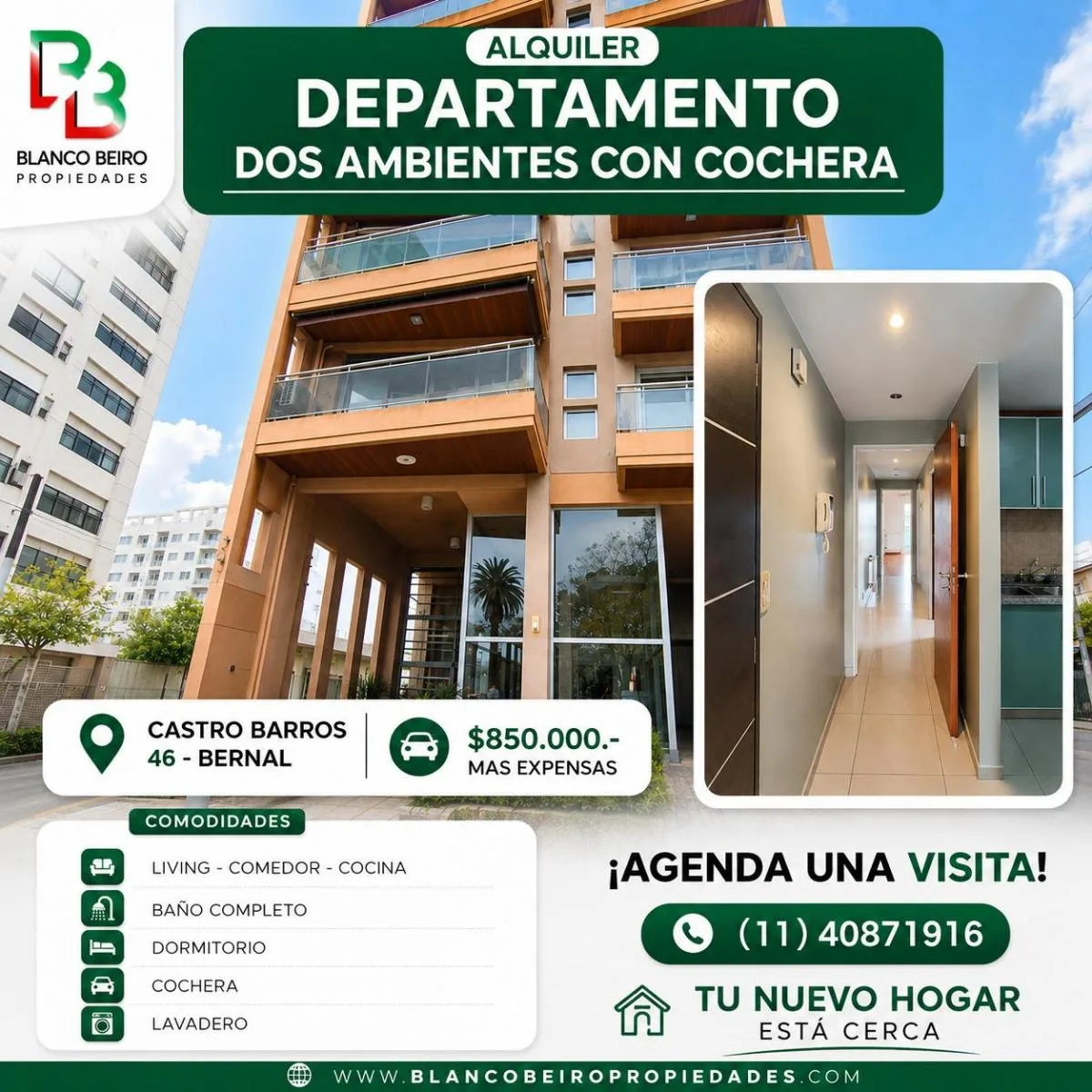 2-room apt with balcony and parking