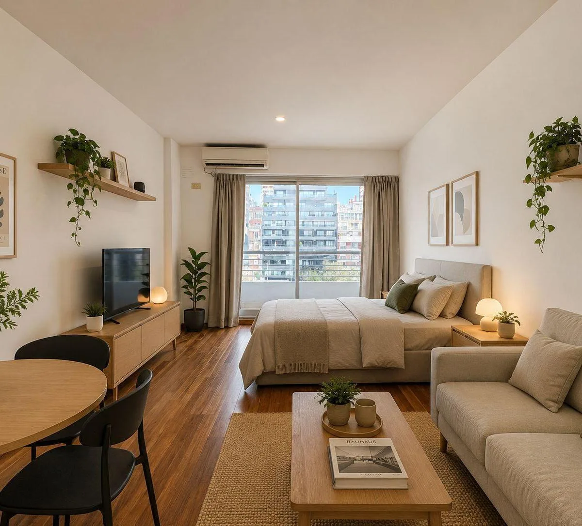 Alquiler Monoambiente con Balcon, Piso Alto, Apto Profesional, en Palermo, Las Cañitas
