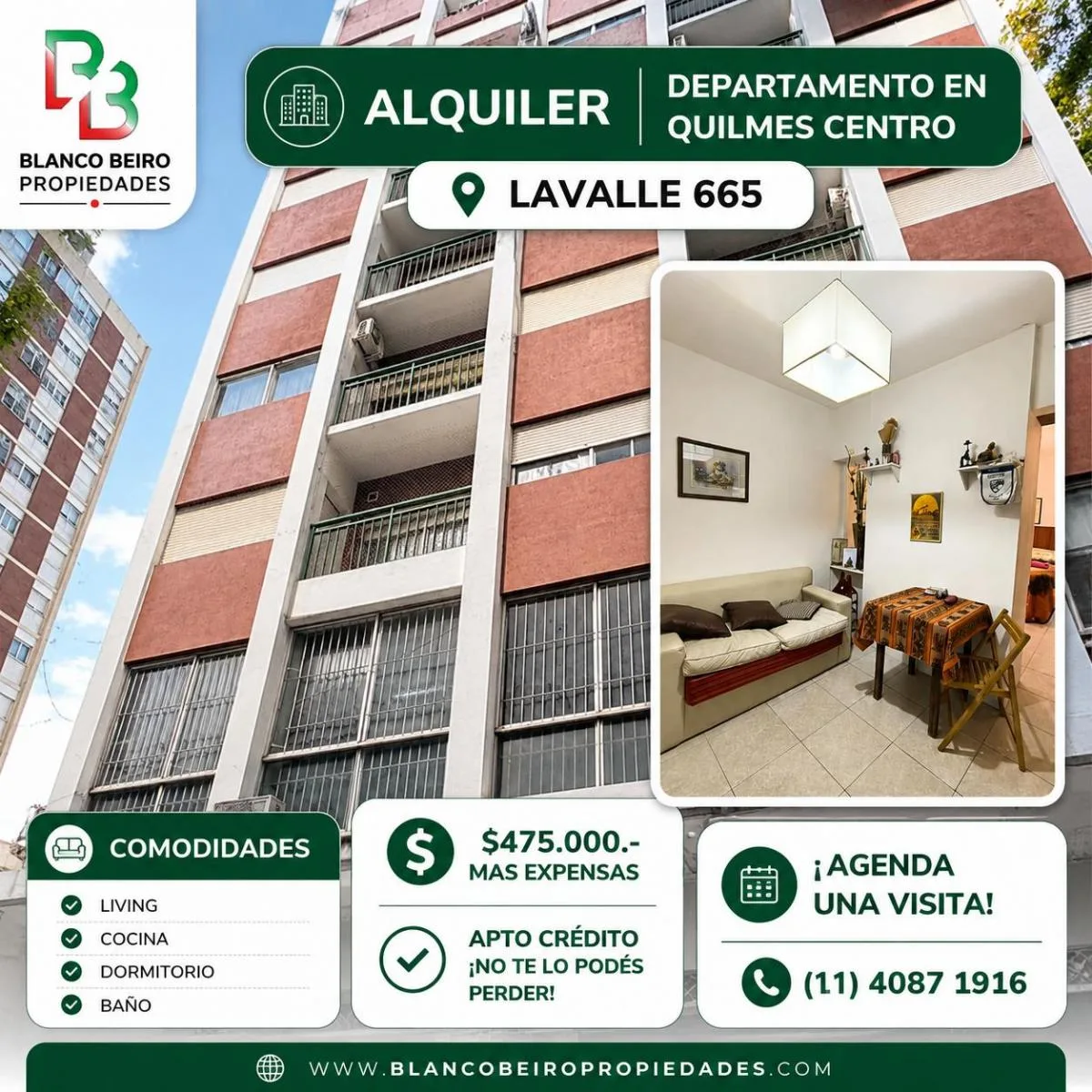 Alquiler Monoambiente Quilmes Centro - Excelente Ubicación!