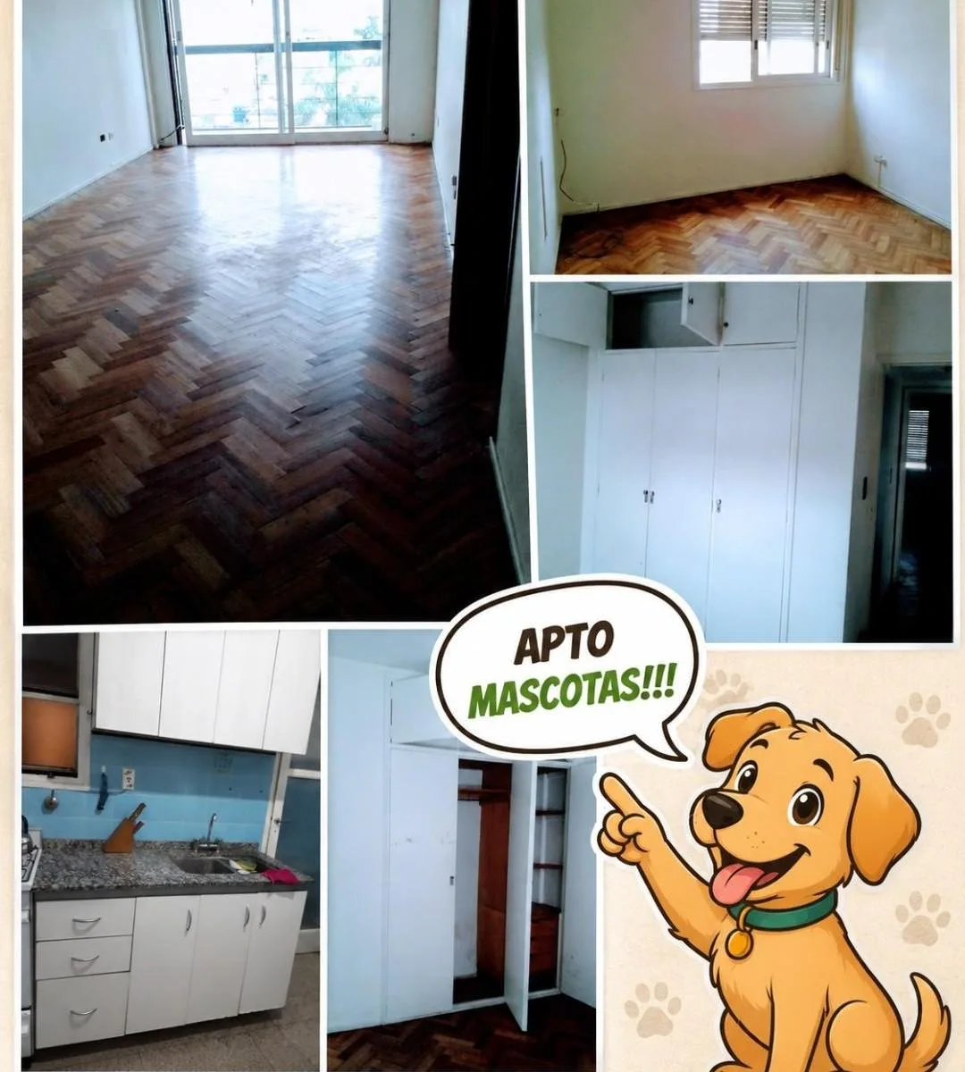 3 ambientes al frente, balcón