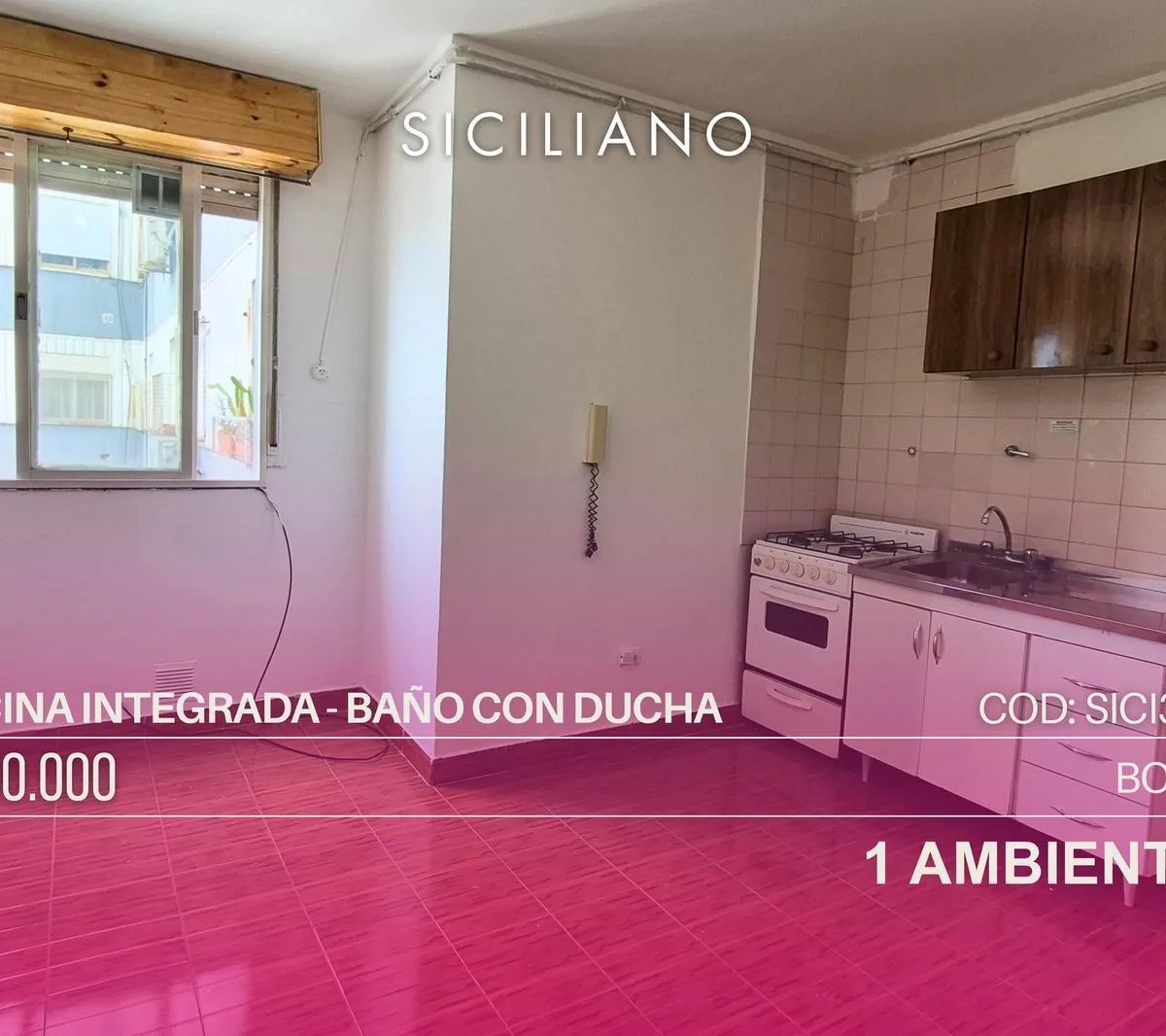 Departamento 1 ambiente con cocina integrada