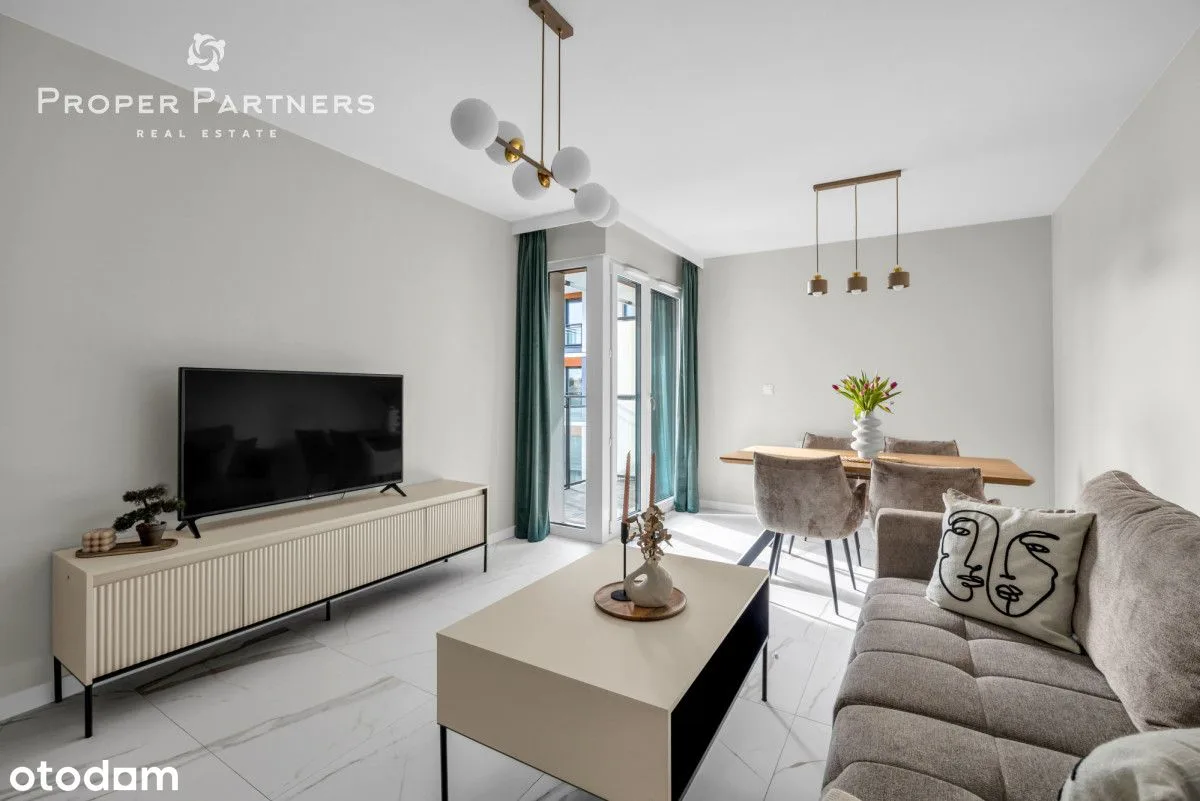Modern one-bedroom apartment with balcony in Ursynów