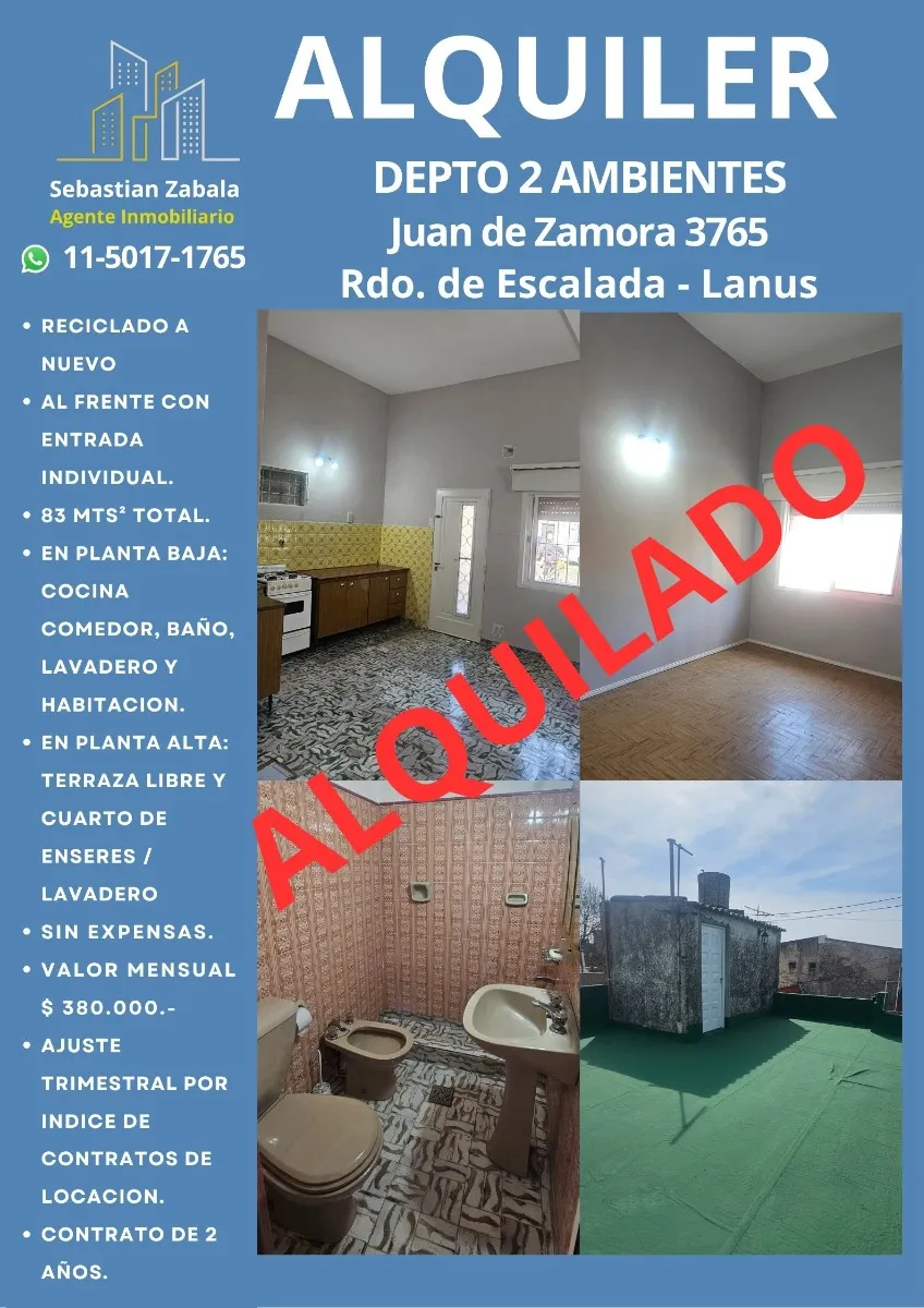 Apartamento tipo PH de dois ambientes reformado em Lanús