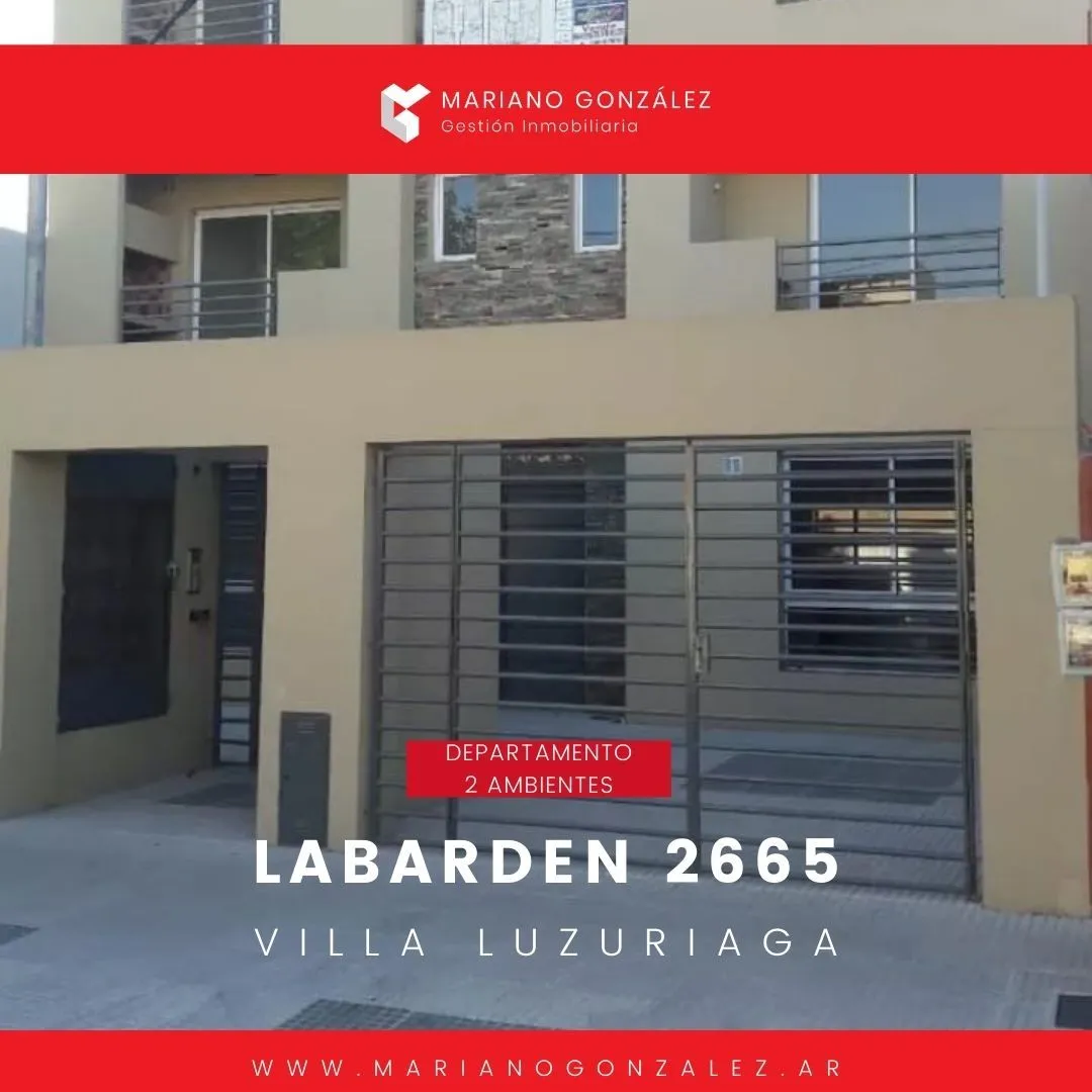 Departamento de 2 ambientes con patio y cochera en Villa Luzuriaga