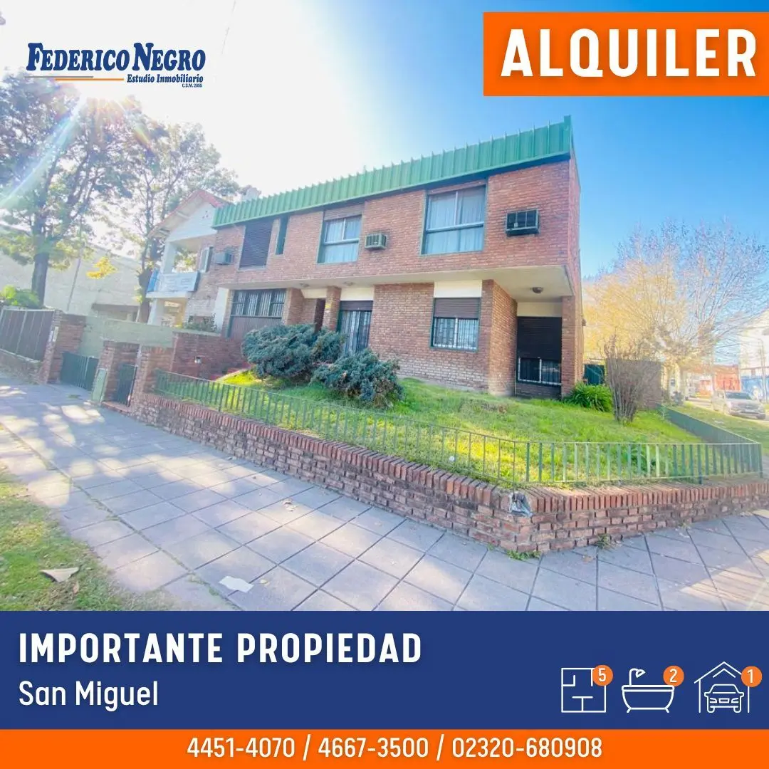 Casa de 5 ambientes en alquiler para uso comercial en San Miguel