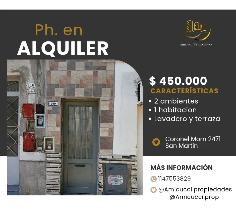Two-room PH in General San Martín