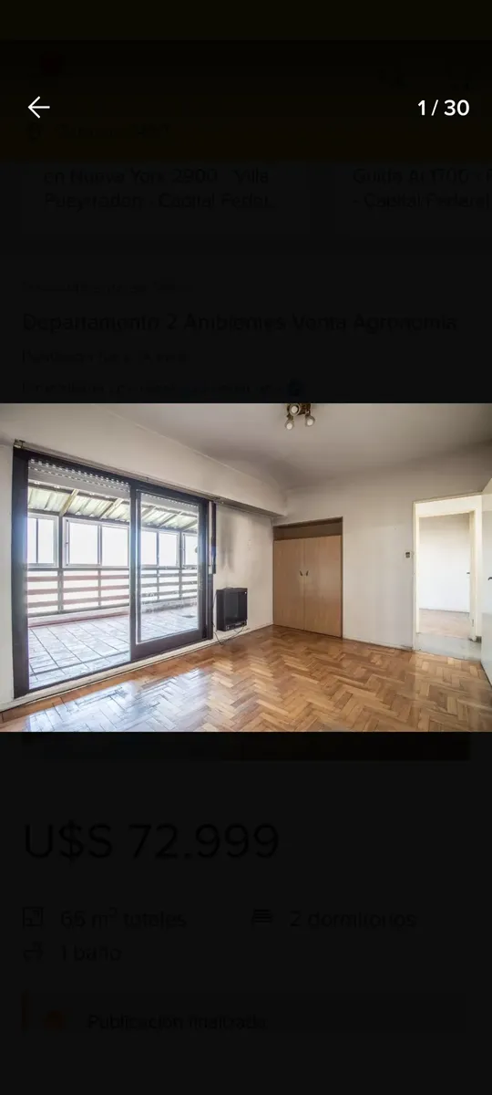 Departamento 2 Ambientes Con Balcon Aterrazado En Agronomia
