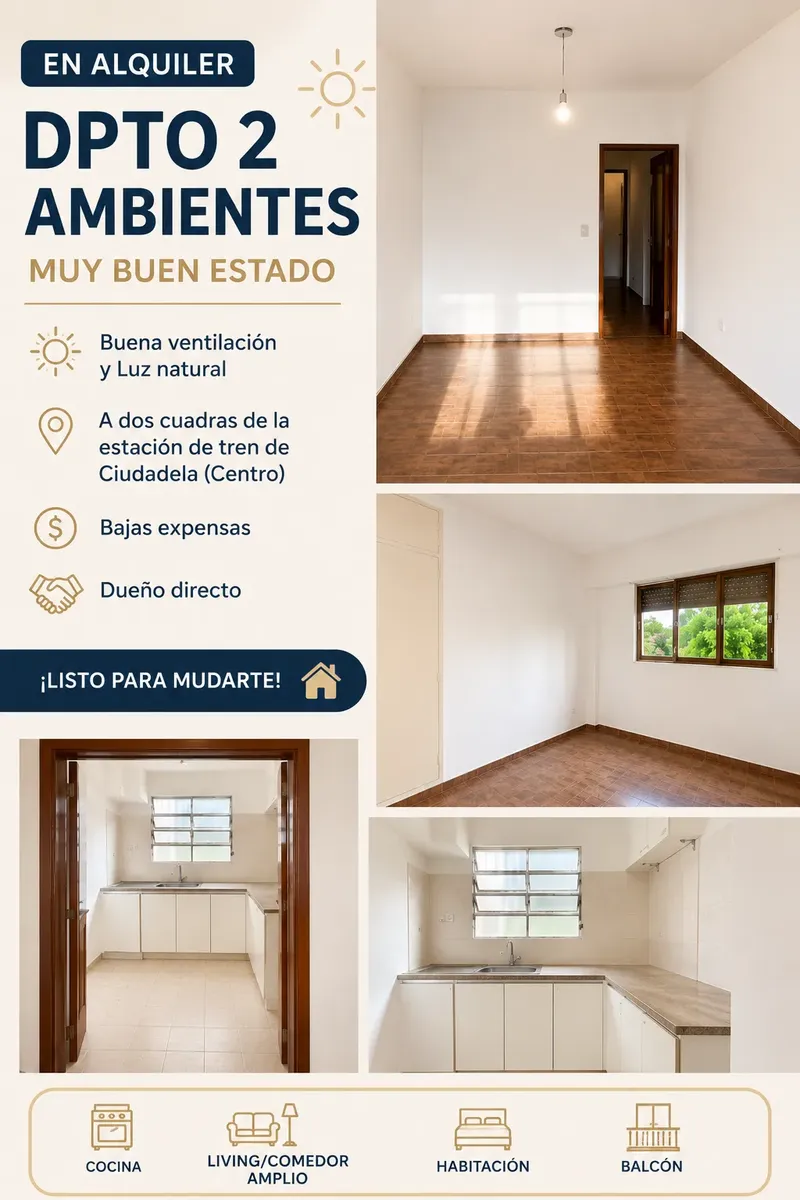 Departamento 2 Ambientes Excelente Ubicación - Ciudadela Centro