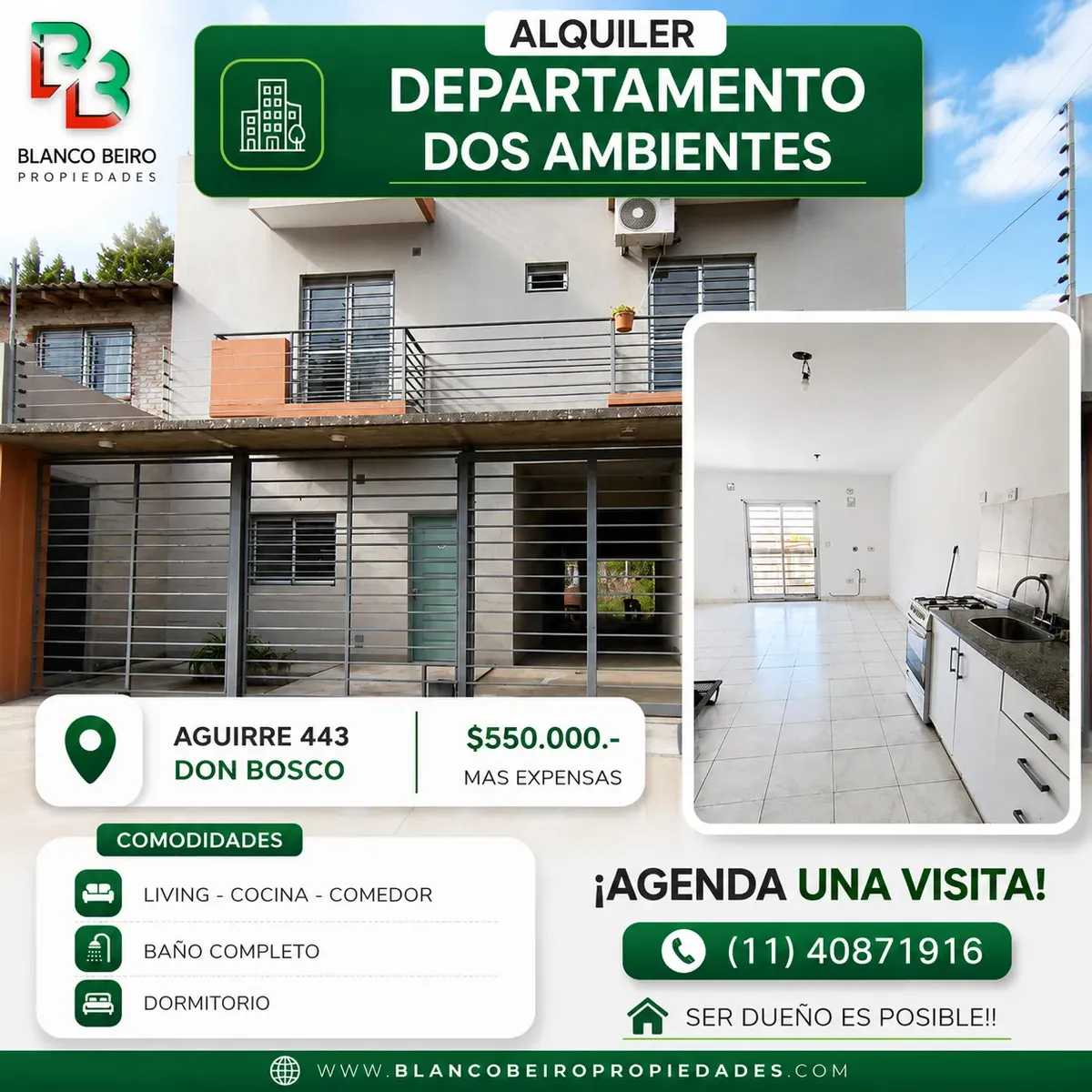 Alquiler Departamento Dos Ambientes Don Bosco