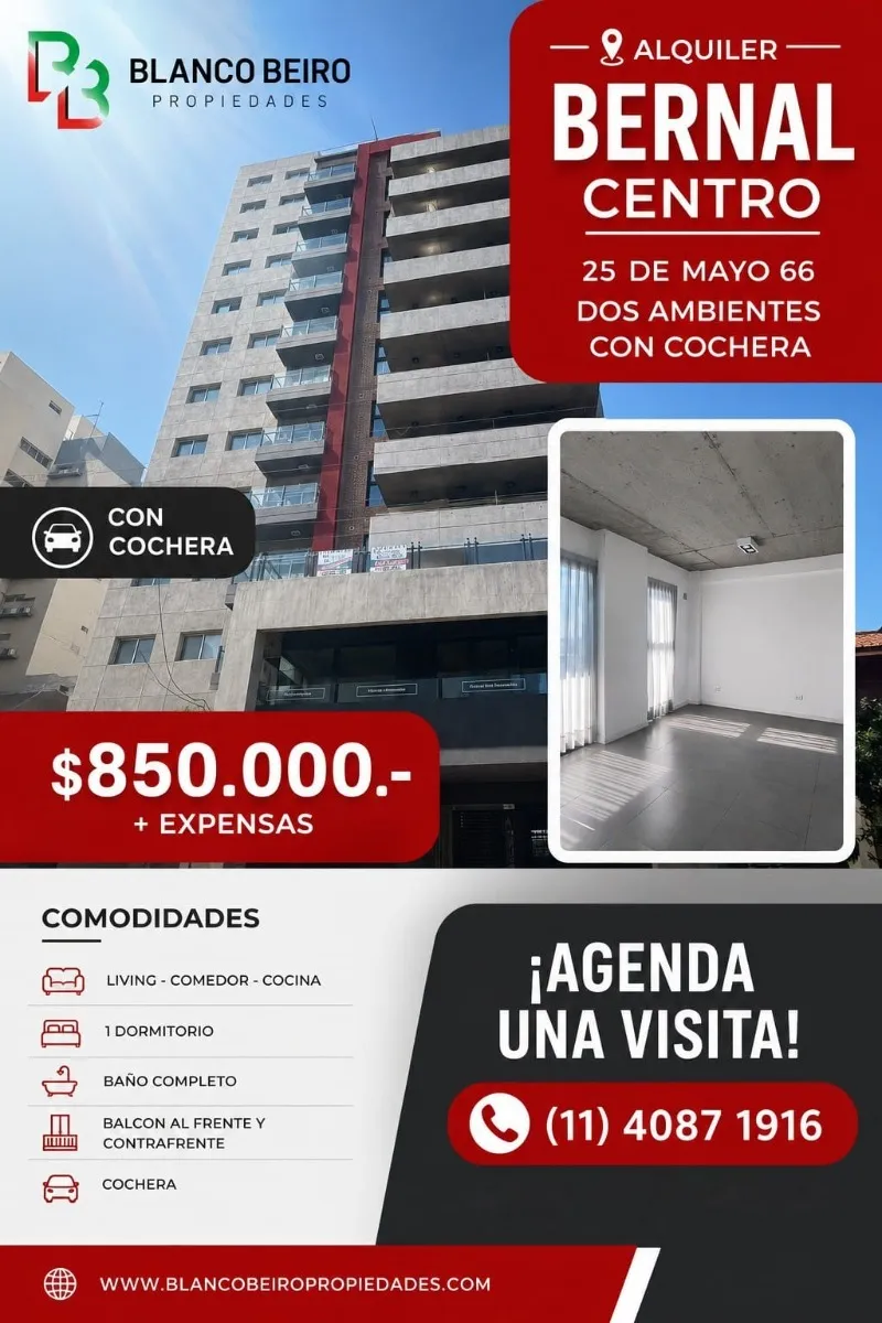 Alquiler - Departamento Dos Ambientes - Bernal Centro | 25 De Mayo 66