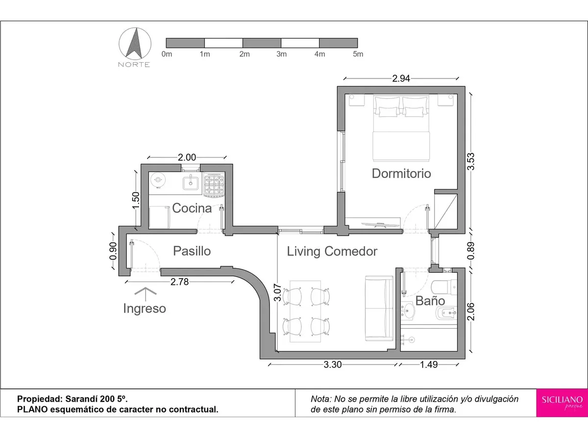 32,62 m² contrafrente, 2 ambientes