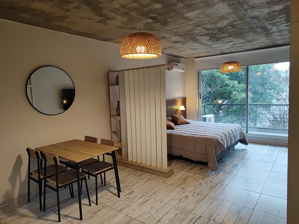 Studio with balcony and pool