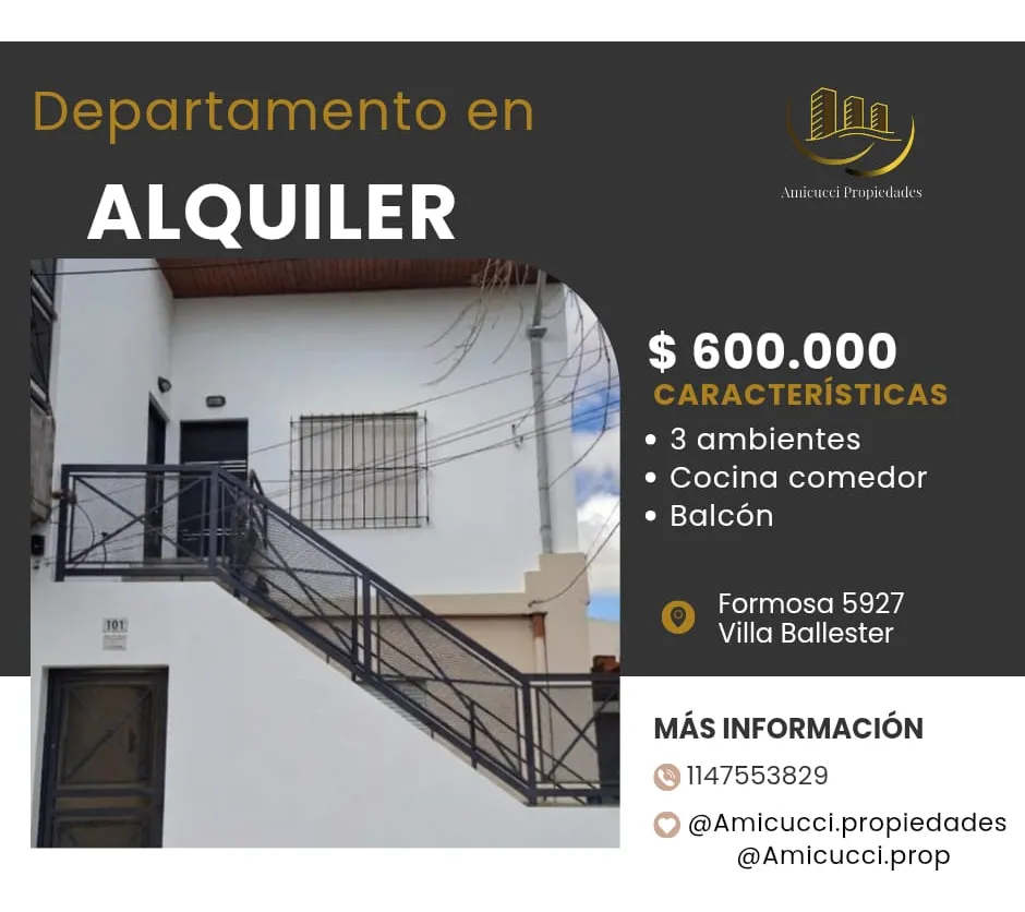 Three-room apartment on the first floor in General San Martín