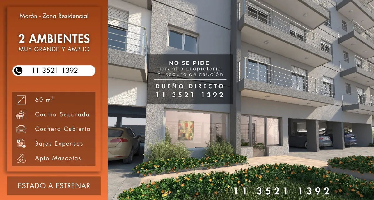Apartamento de dois ambientes com 60 m² em Morón
