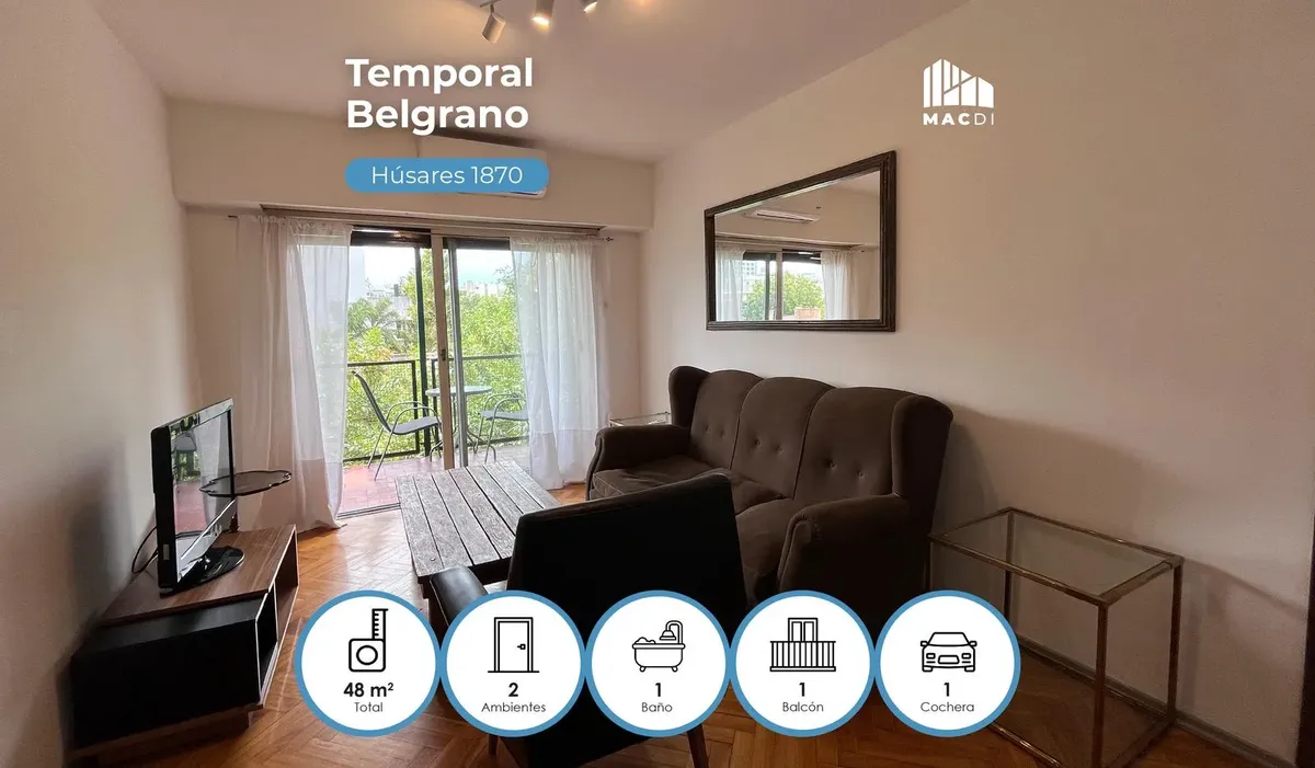 Departamento de 2 ambientes con cochera en Belgrano