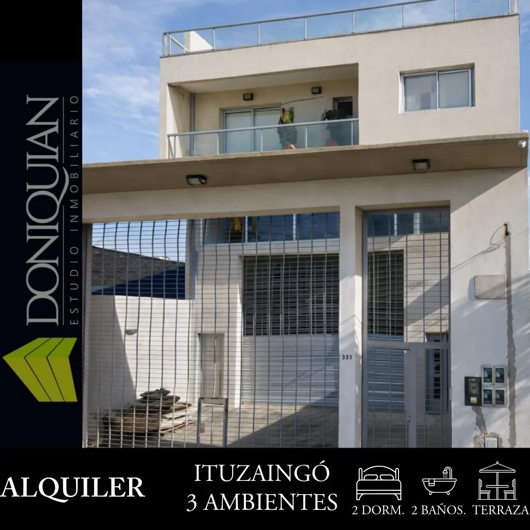 Apartamento de três ambientes de frente em Ituzaingó