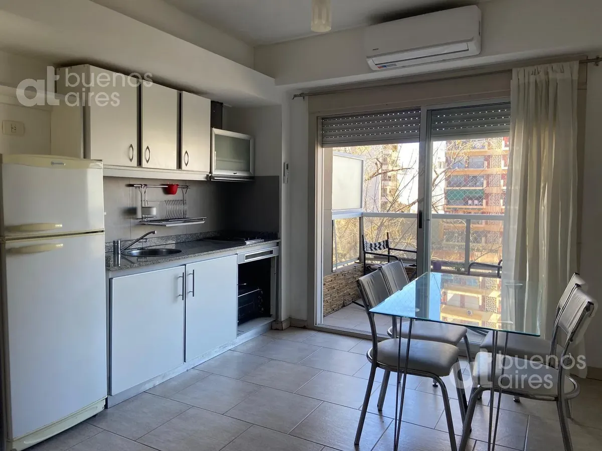 Furnished studio apartment with balcony and parking in Villa Urquiza