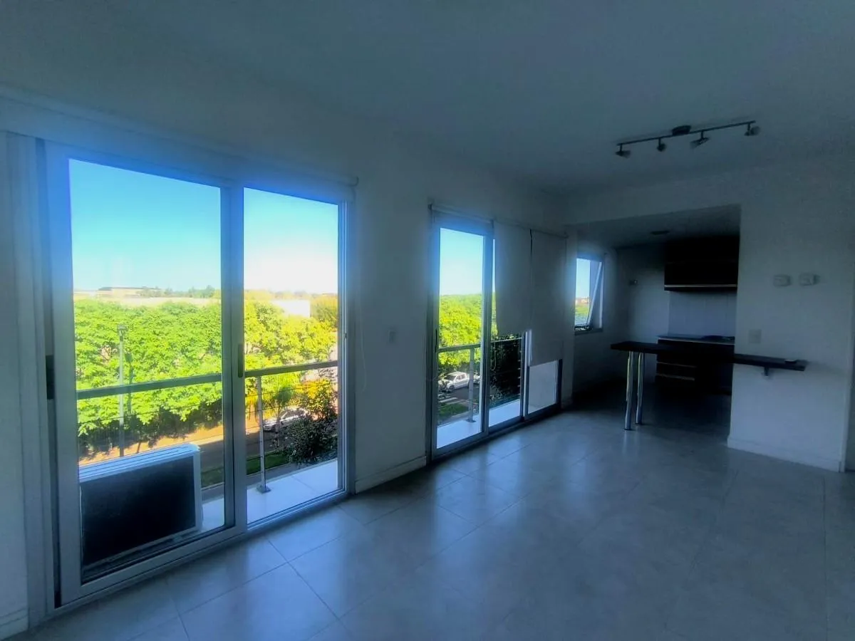 Studio with balcony, island kitchen and pool