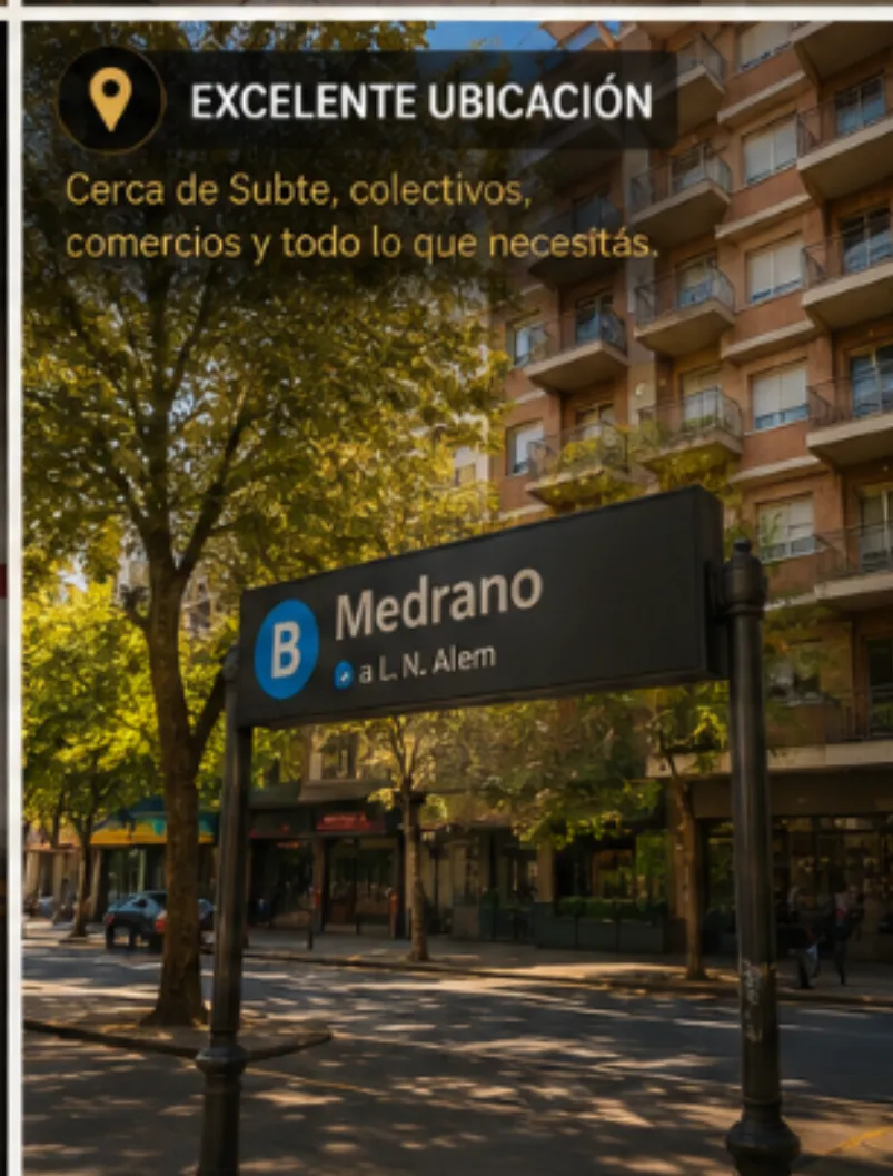 2 dormitorios, 2 balcones y cochera