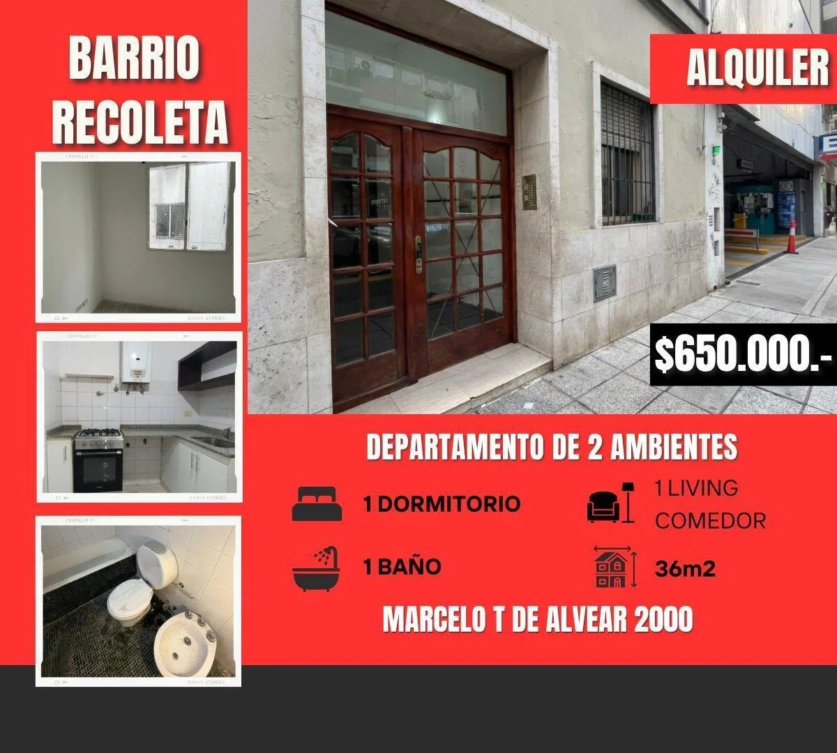 Departamento 2 ambientes Recoleta