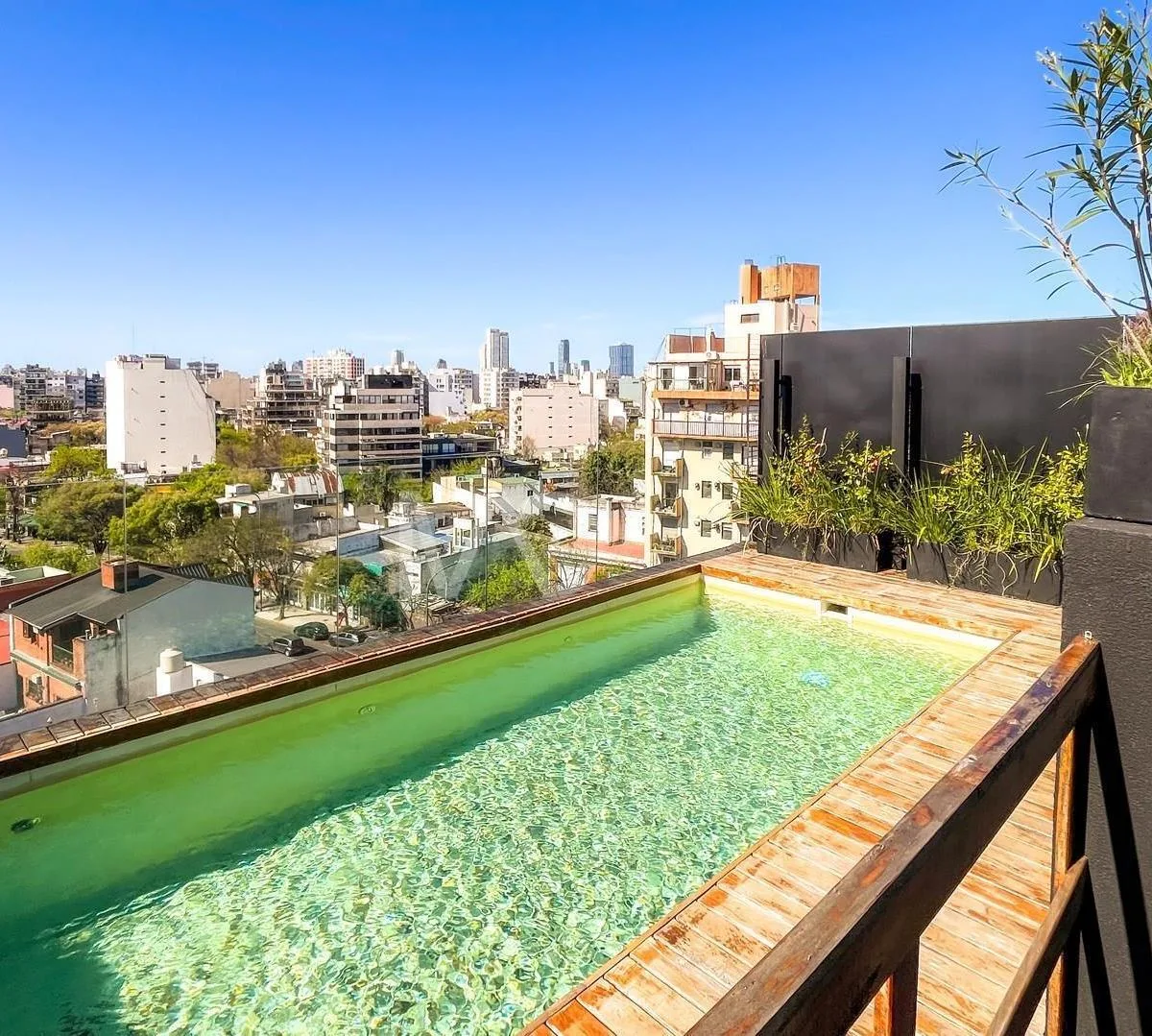 Studio with balcony and pool