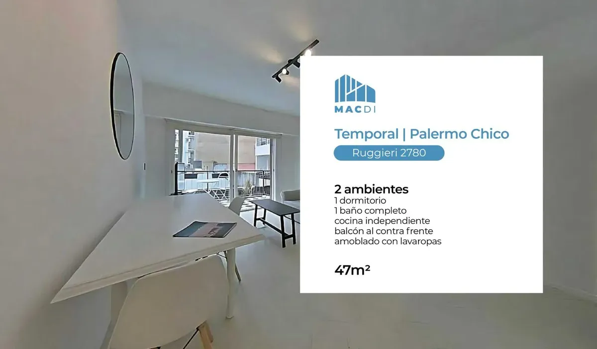 2 ambientes con balcón en Palermo Chico