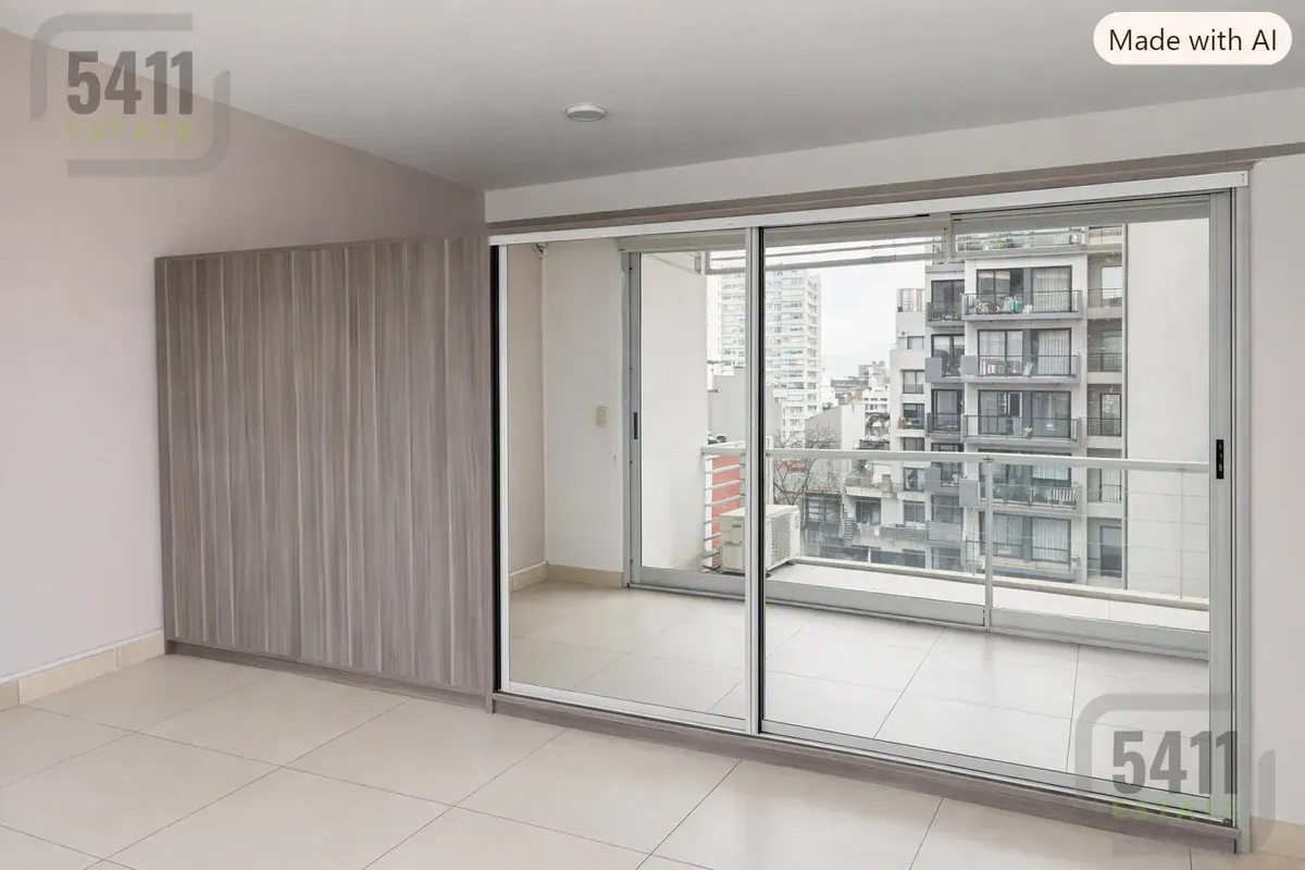 Monoambiente con balcón y vista abierta