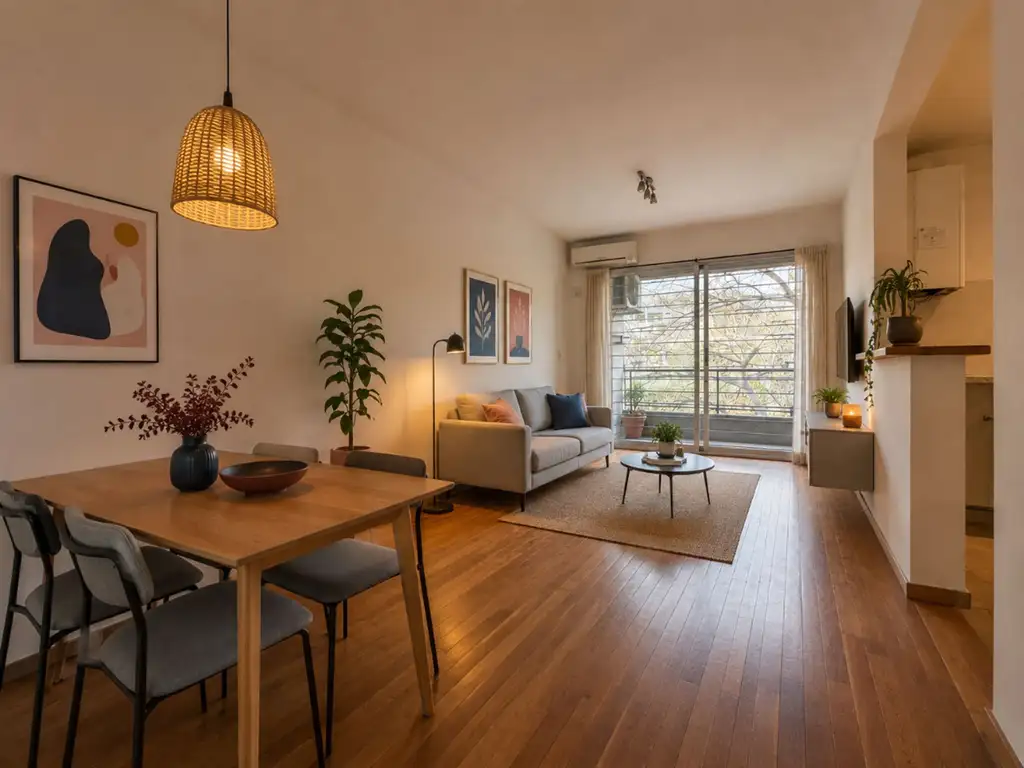 Departamento con balcón y vista abierta