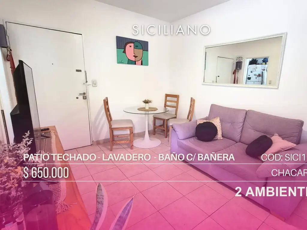 Departamento con patio techado