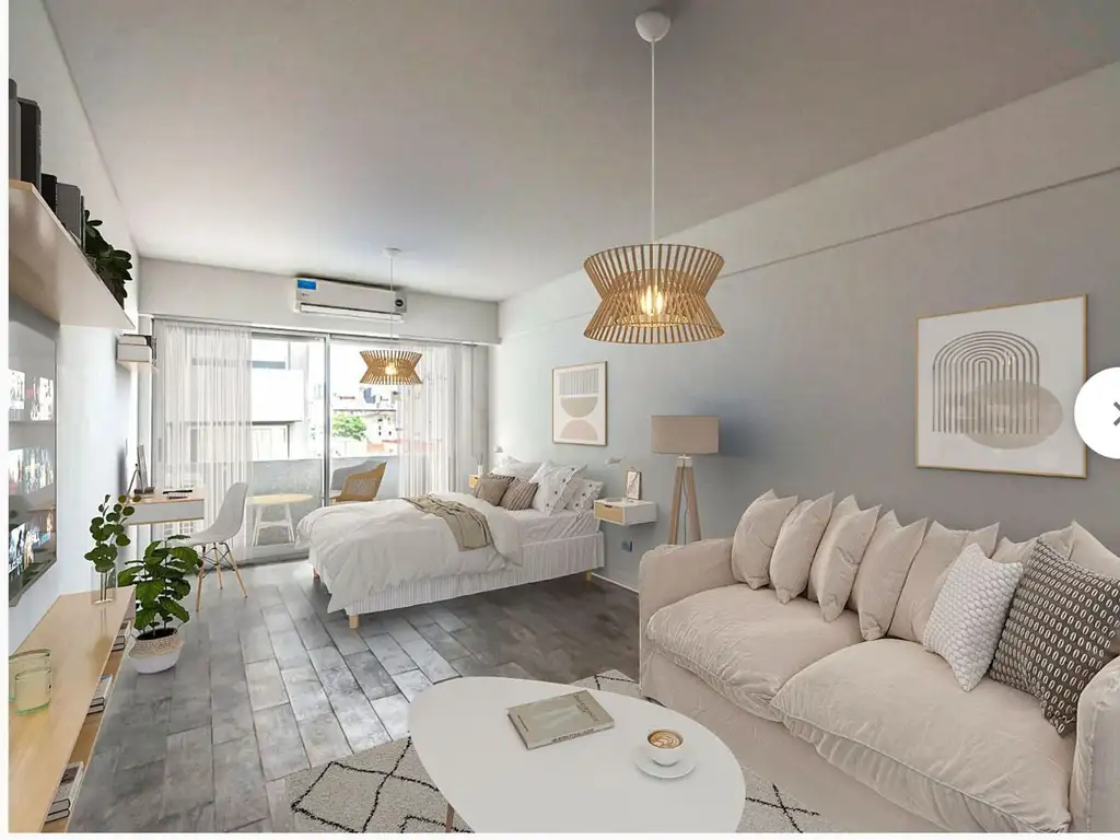 Monoambiente con balcón y amenities
