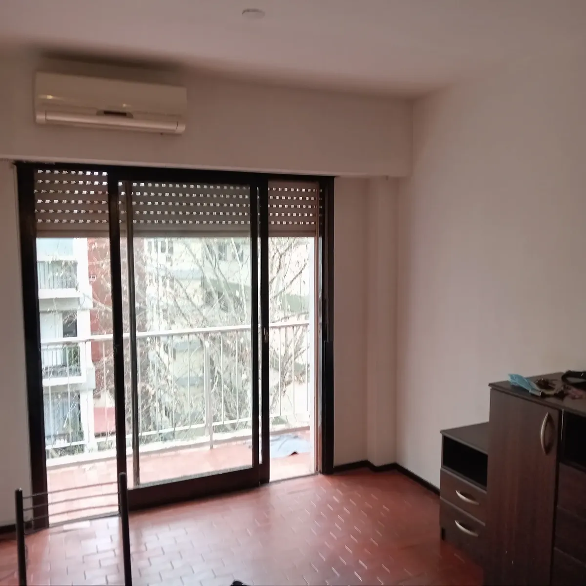 North-facing studio with balcony
