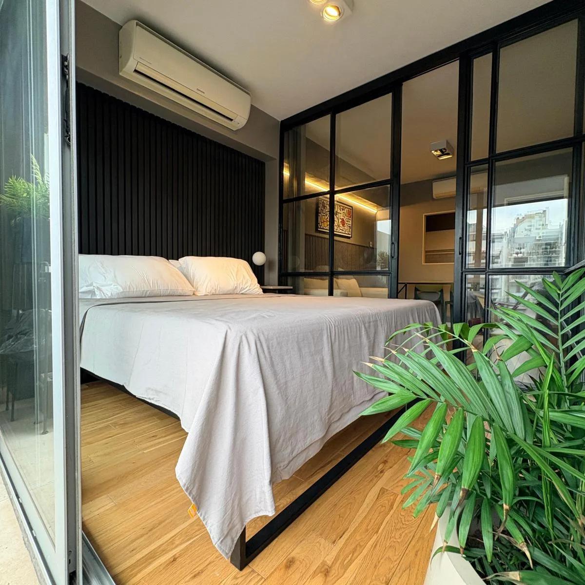 Split studio with balcony