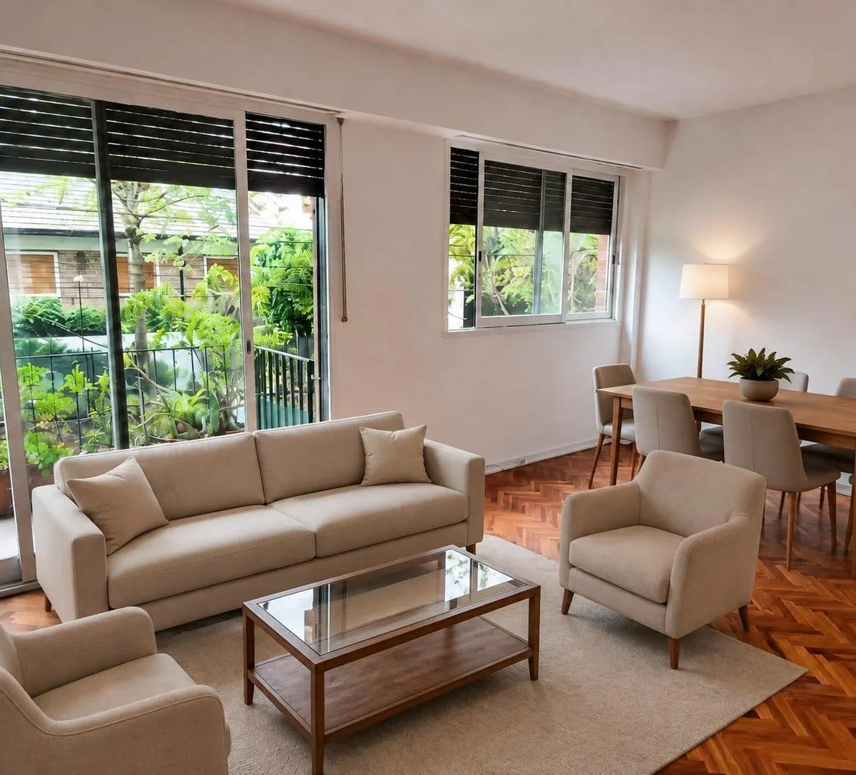Semipiso con patio y balcón
