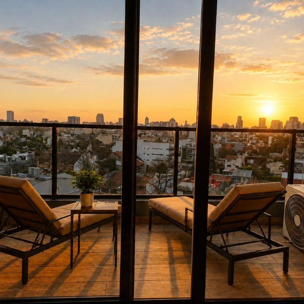 Monoambiente con balcón y amenities