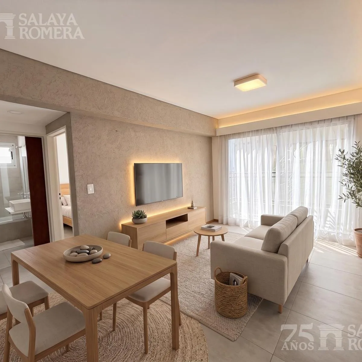 Departamento con dos balcones