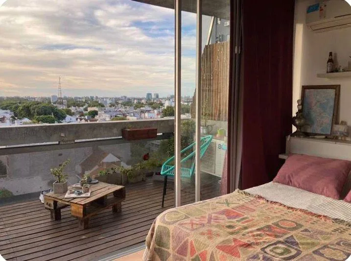 Studio with balcony and pool