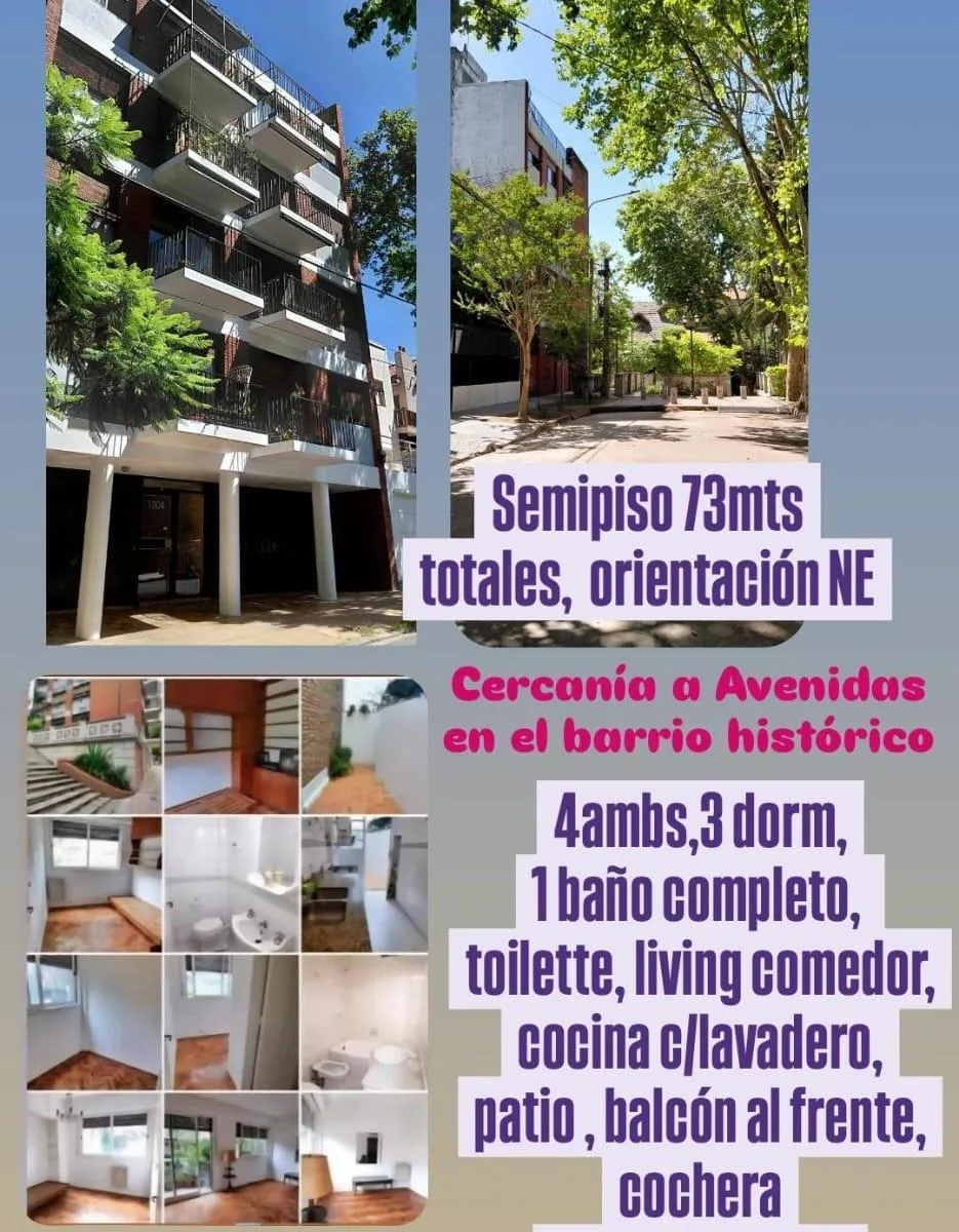 3 dormitorios, patio y cochera