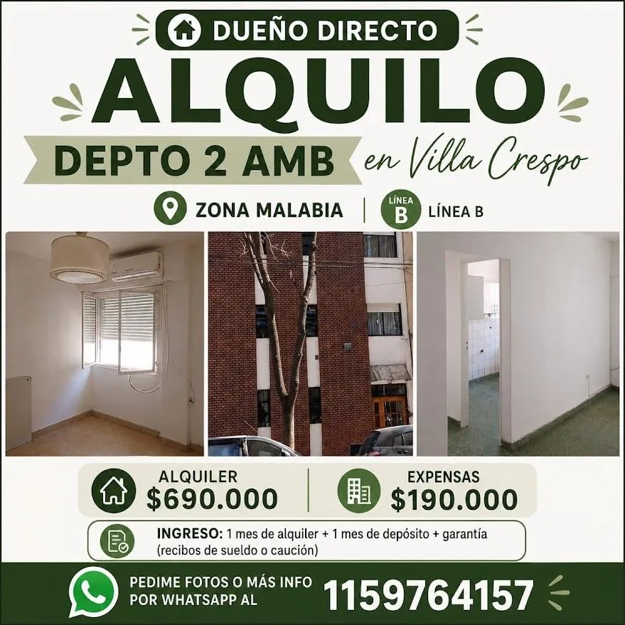2amb Amplio Villa Cresp m Av Corrientes Dueño