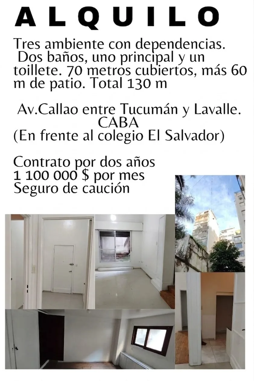 Tres ambientes con dependencia